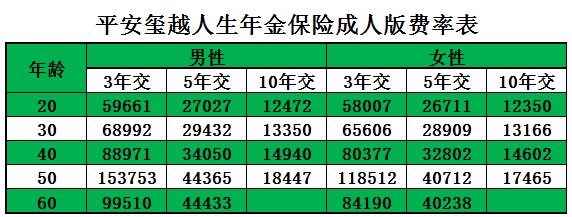 平安玺越人生成人版保额怎么算